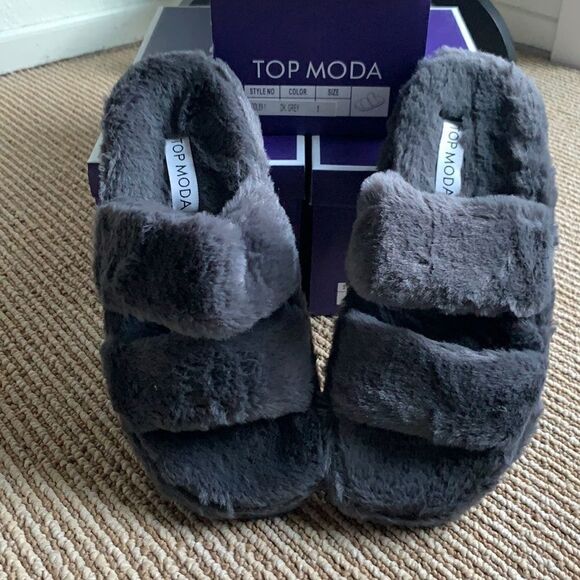 🆕TOP Moda slippers dark gray sandals - Picture 1 of 8